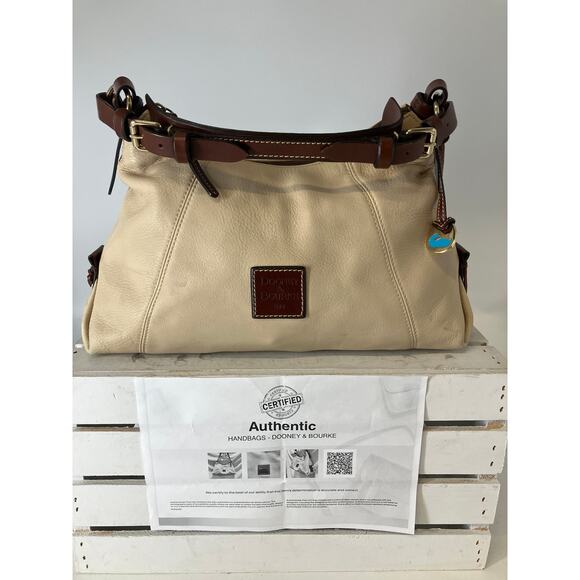 DOONEY & BOURKE IVORY- CREAM PEBBLED LEATHER SHOULDER BAG - Picture 1 of 16
